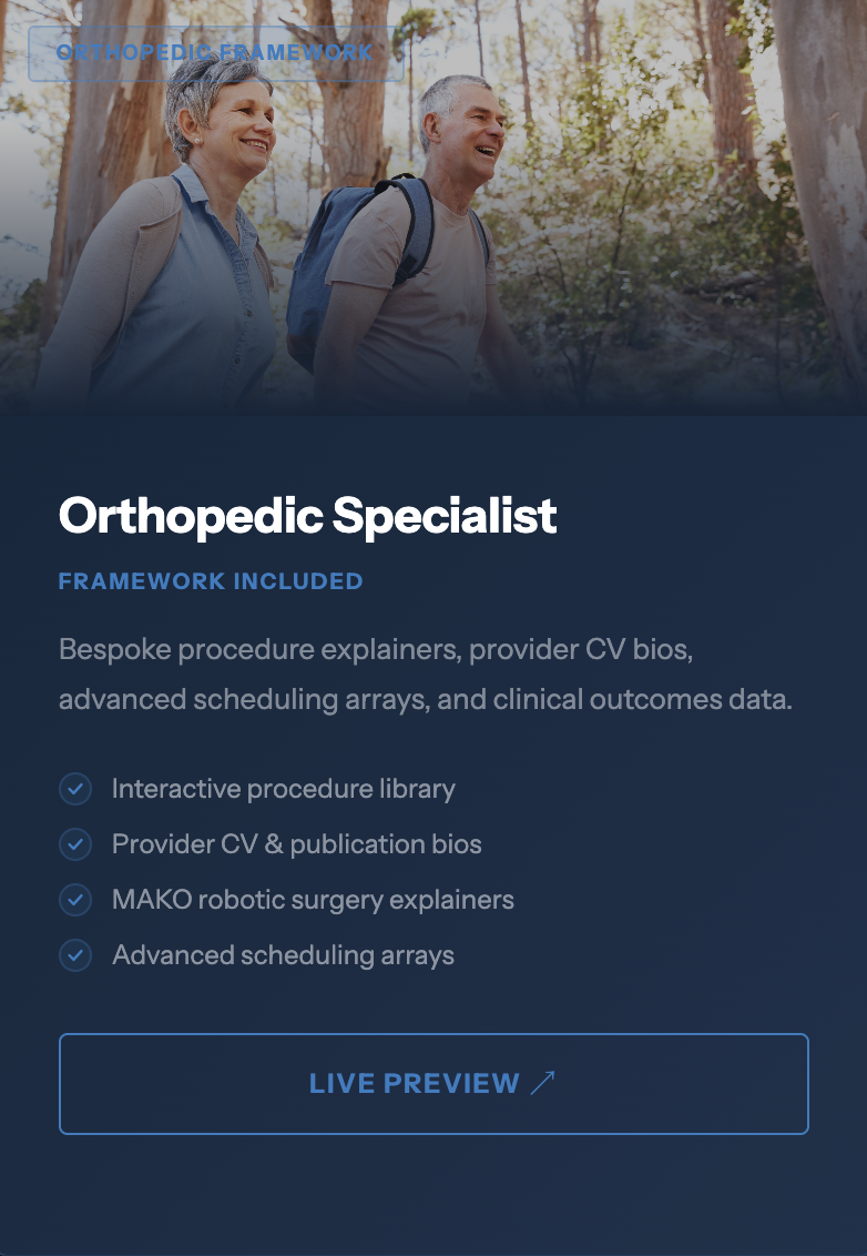 Orthopedic Specialist demo website